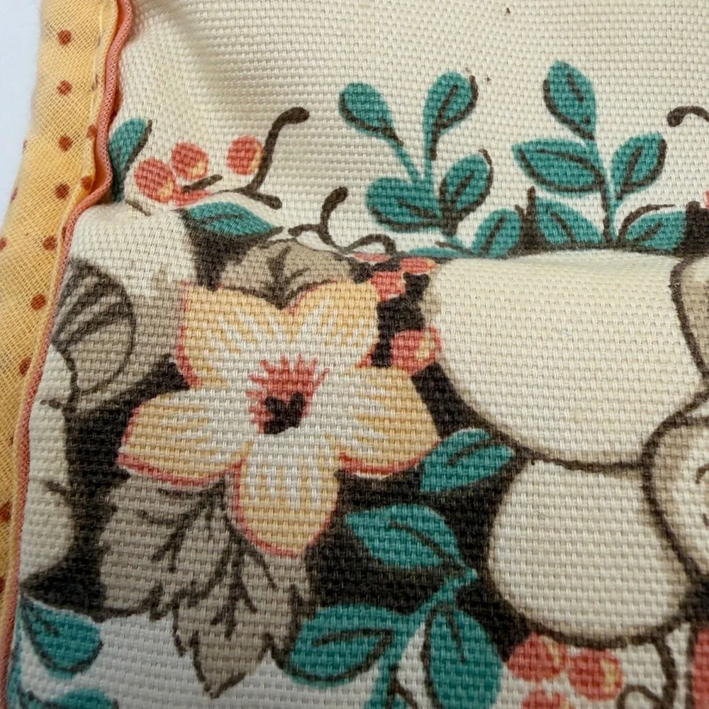 Vintage Franco Mushroom Floral Oven Mitt Yellow Polka Dot Cottagecore Retro‎